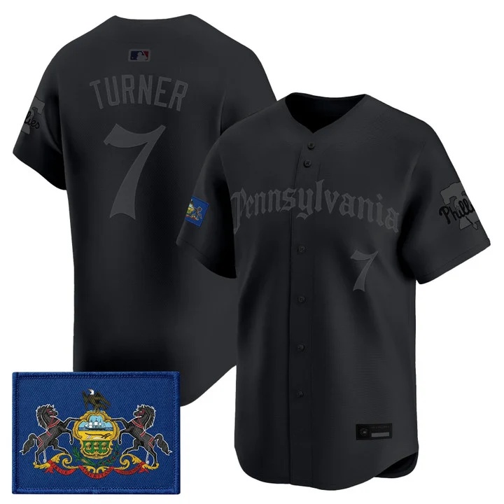 MEN'S PHILLIES 'PENNSYLVANIA GOTHIC EDITION' VAPOR PREMIER LIMITED JERSEY BLACK LIMITED#7 TREA TURNER