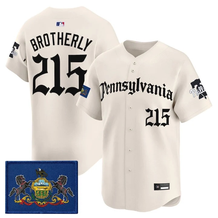 MEN'S PHILLIES 'PENNSYLVANIA GOTHIC EDITION' VAPOR PREMIER LIMITED JERSEY CREAM#215 BROTHERLY