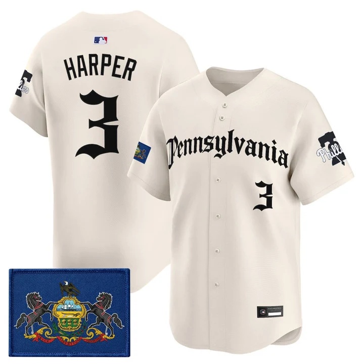 MEN'S PHILLIES 'PENNSYLVANIA GOTHIC EDITION' VAPOR PREMIER LIMITED JERSEY CREAM#3 BRYCE HARPER