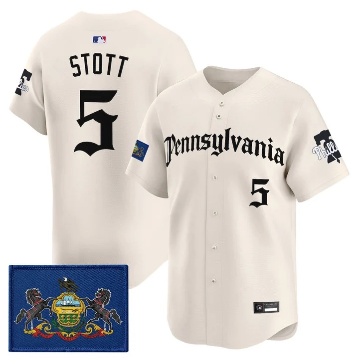 MEN'S PHILLIES 'PENNSYLVANIA GOTHIC EDITION' VAPOR PREMIER LIMITED JERSEY CREAM#5 BRYSON STOTT