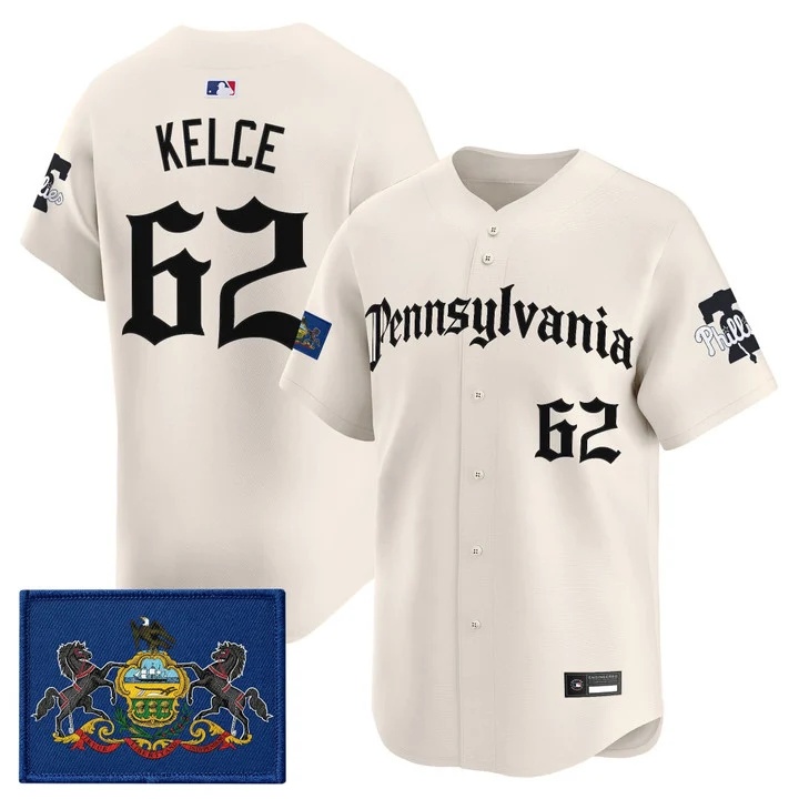 MEN'S PHILLIES 'PENNSYLVANIA GOTHIC EDITION' VAPOR PREMIER LIMITED JERSEY CREAM#62 JASON KELCE