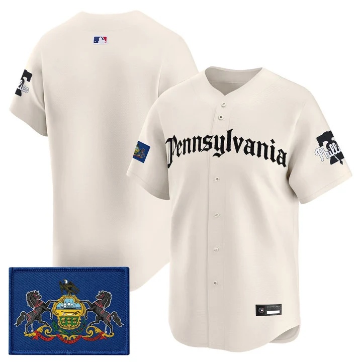 MEN'S PHILLIES 'PENNSYLVANIA GOTHIC EDITION' VAPOR PREMIER LIMITED JERSEY CREAM BLANK