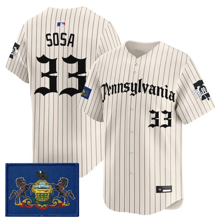 MEN'S PHILLIES 'PENNSYLVANIA GOTHIC EDITION' VAPOR PREMIER LIMITED JERSEY PINSTRIPE#33 EDMUNDO SOSA