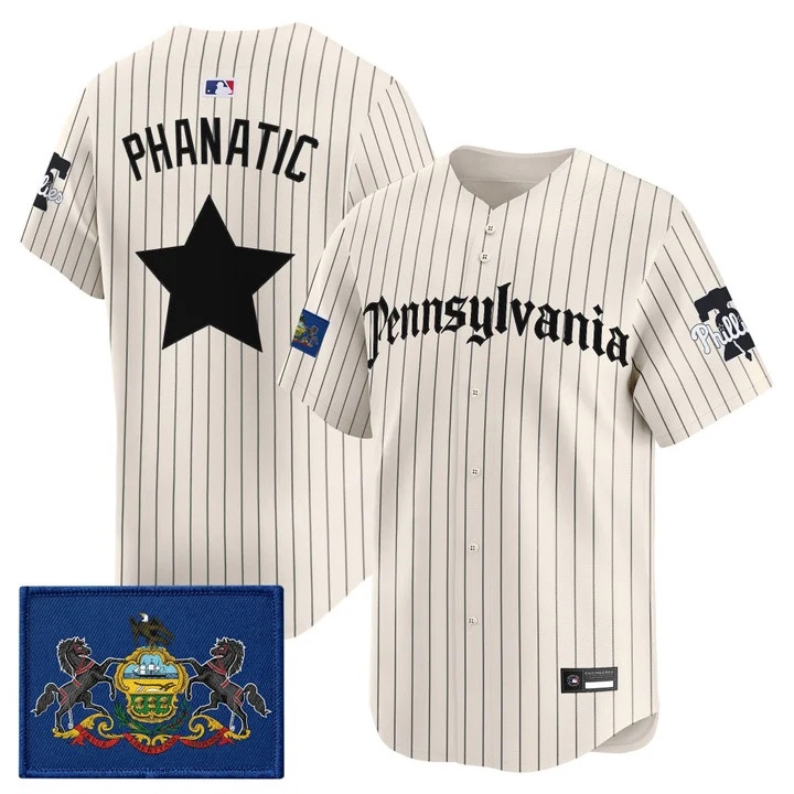 MEN'S PHILLIES 'PENNSYLVANIA GOTHIC EDITION' VAPOR PREMIER LIMITED JERSEY PINSTRIPE PHANATIC