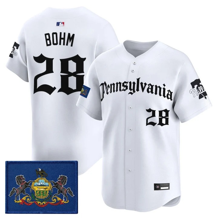MEN'S PHILLIES 'PENNSYLVANIA GOTHIC EDITION' VAPOR PREMIER LIMITED JERSEY WHITE#28 ALEC BOHM