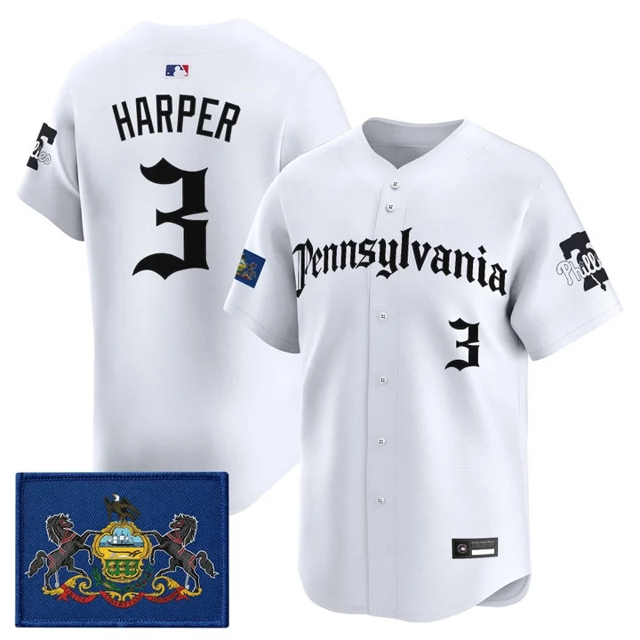 MEN'S PHILLIES 'PENNSYLVANIA GOTHIC EDITION' VAPOR PREMIER LIMITED JERSEY WHITE#3 BRYCE HARPER