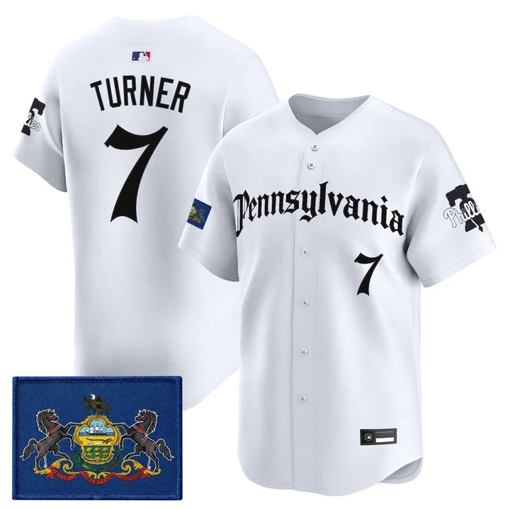 MEN'S PHILLIES 'PENNSYLVANIA GOTHIC EDITION' VAPOR PREMIER LIMITED JERSEY WHITE#7 TREA TURNER