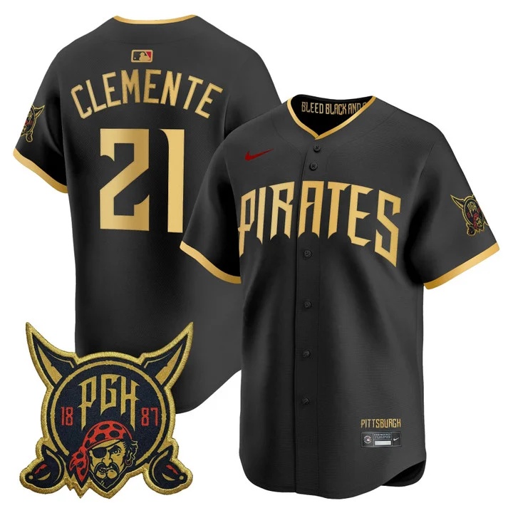 MEN'S PITTSBURGH PIRATES 2026 CITY CONNECT VAPOR PREMIER LIMITED JERSEY BLACK#21 ROBERTO CLEMENTE