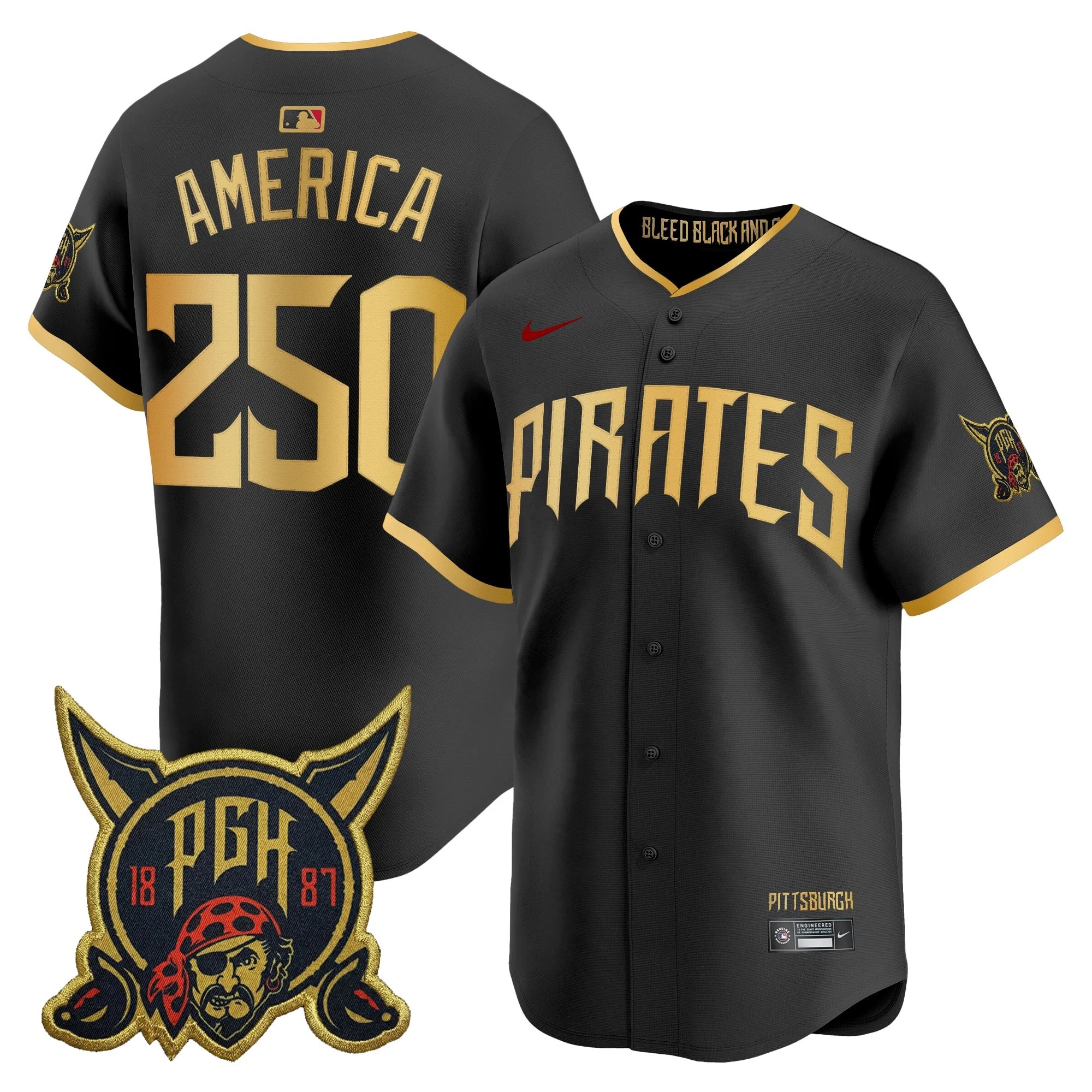 MEN'S PITTSBURGH PIRATES 2026 CITY CONNECT VAPOR PREMIER LIMITED JERSEY BLACK#250 AMERICA