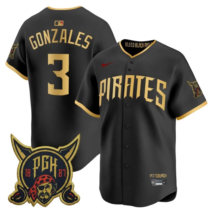 MEN'S PITTSBURGH PIRATES 2026 CITY CONNECT VAPOR PREMIER LIMITED JERSEY BLACK#3 NICK GONZALES