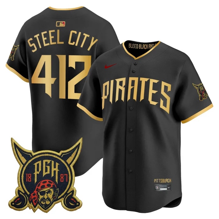 MEN'S PITTSBURGH PIRATES 2026 CITY CONNECT VAPOR PREMIER LIMITED JERSEY BLACK#412 STEEL CITY