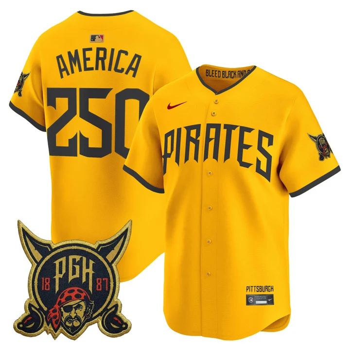 MEN'S PITTSBURGH PIRATES 2026 CITY CONNECT VAPOR PREMIER LIMITED JERSEY GOLD#250 AMERICA