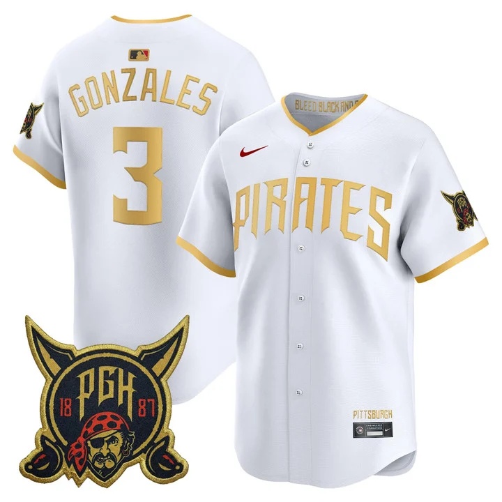 MEN'S PITTSBURGH PIRATES 2026 CITY CONNECT VAPOR PREMIER LIMITED JERSEY WHITE#3 NICK GONZALES