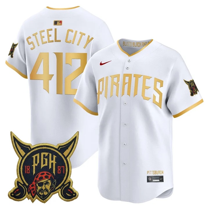 MEN'S PITTSBURGH PIRATES 2026 CITY CONNECT VAPOR PREMIER LIMITED JERSEY WHITE#412 STEEL CITY