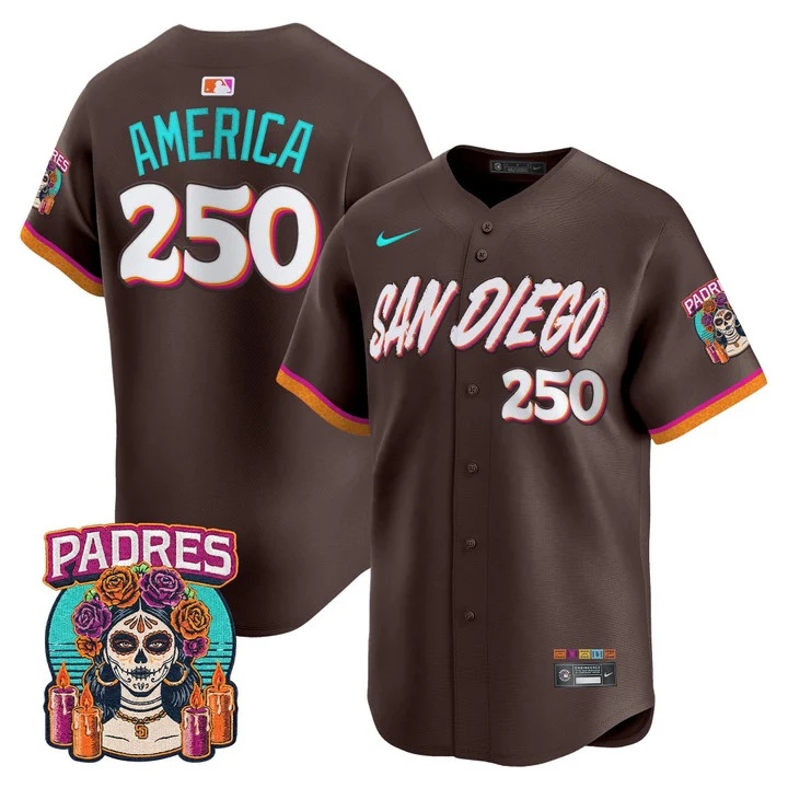 MEN'S SAN DIEGO PADRES 2026 CITY CONNECT VAPOR PREMIER LIMITED JERSEY BROWN#250 AMERICA