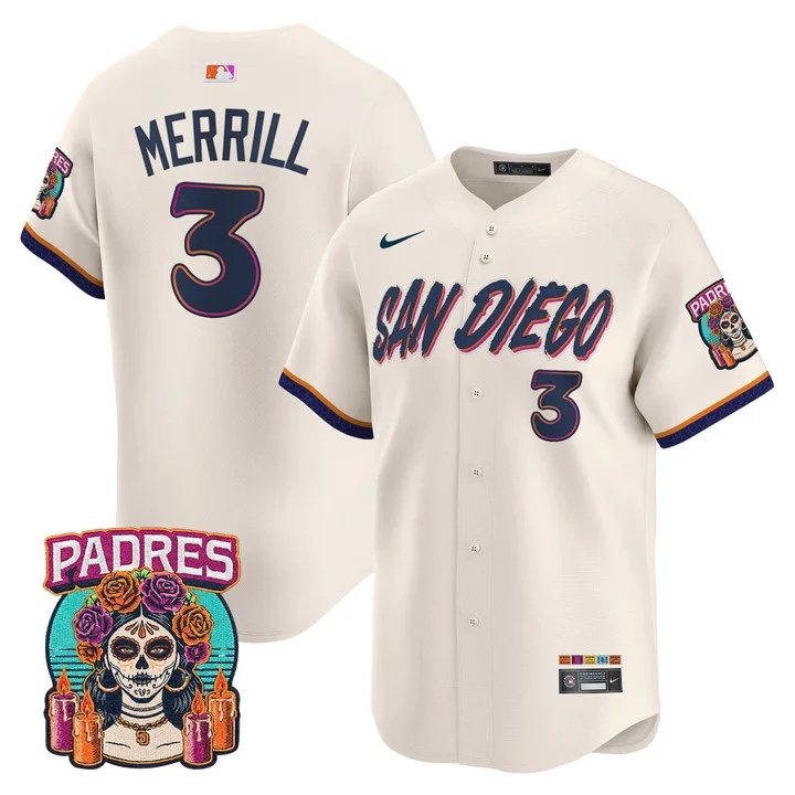 MEN'S SAN DIEGO PADRES 2026 CITY CONNECT VAPOR PREMIER LIMITED JERSEY CREAM#3 JACKSON MERRILL