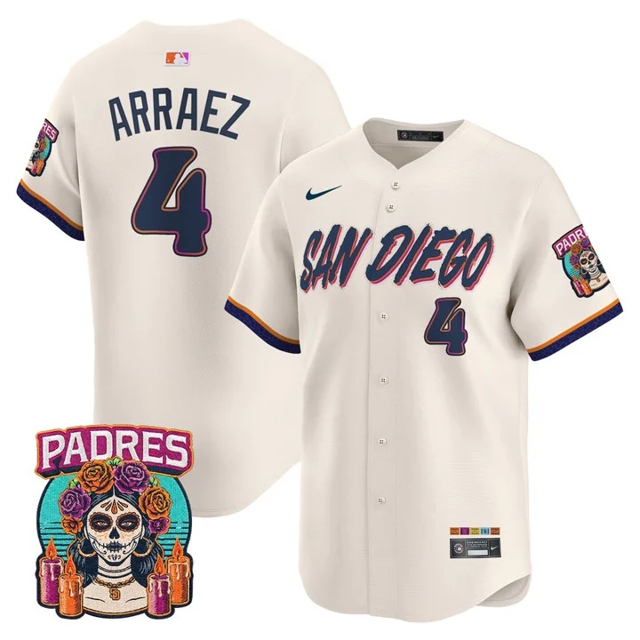 MEN'S SAN DIEGO PADRES 2026 CITY CONNECT VAPOR PREMIER LIMITED JERSEY CREAM#4 LUIS ARRAEZ