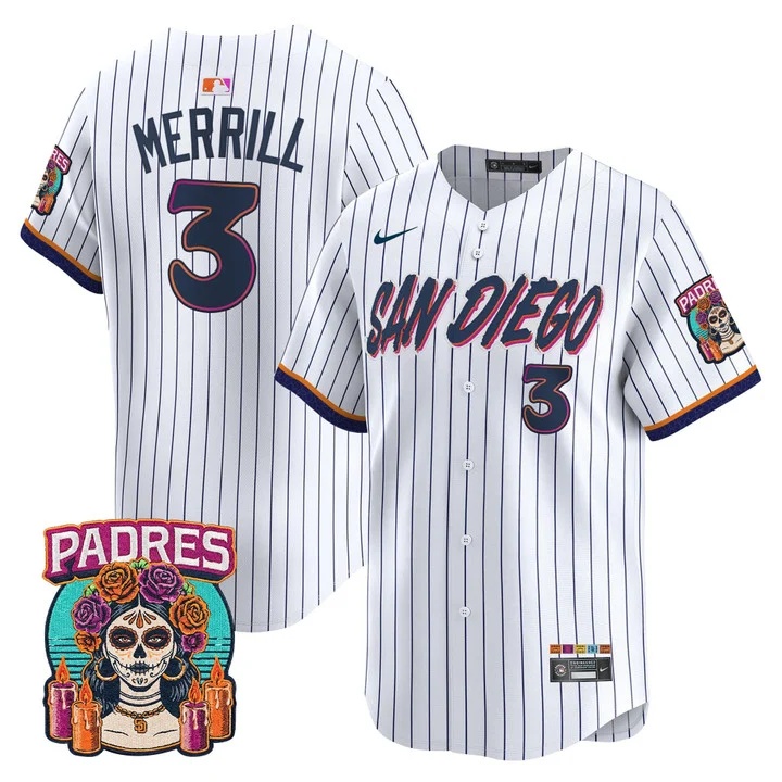 MEN'S SAN DIEGO PADRES 2026 CITY CONNECT VAPOR PREMIER LIMITED JERSEY PINSTRIPE#3 JACKSON MERRILL