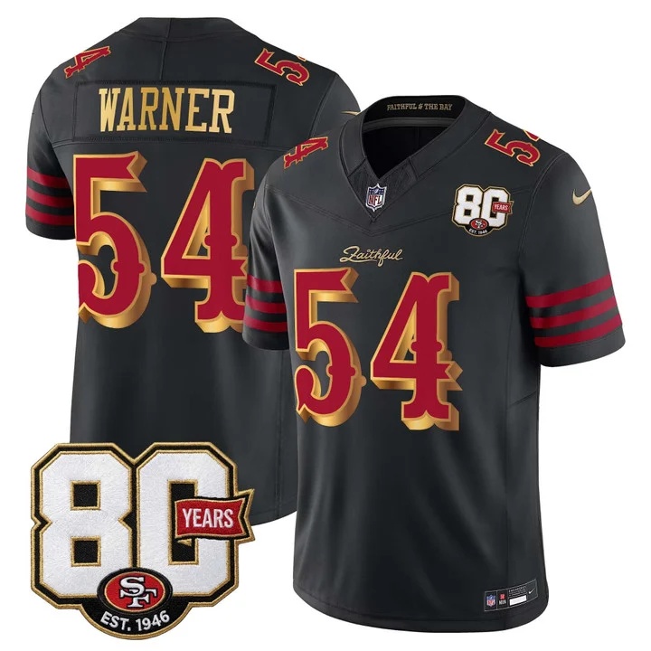 MEN'S SAN FRANCISCO 49ERS 80TH ANNIVERSARY PATCH VAPOR LIMITED JERSEY - RIVALRIES EDITION BLACK RIVALRIES#54 FRED WARNER