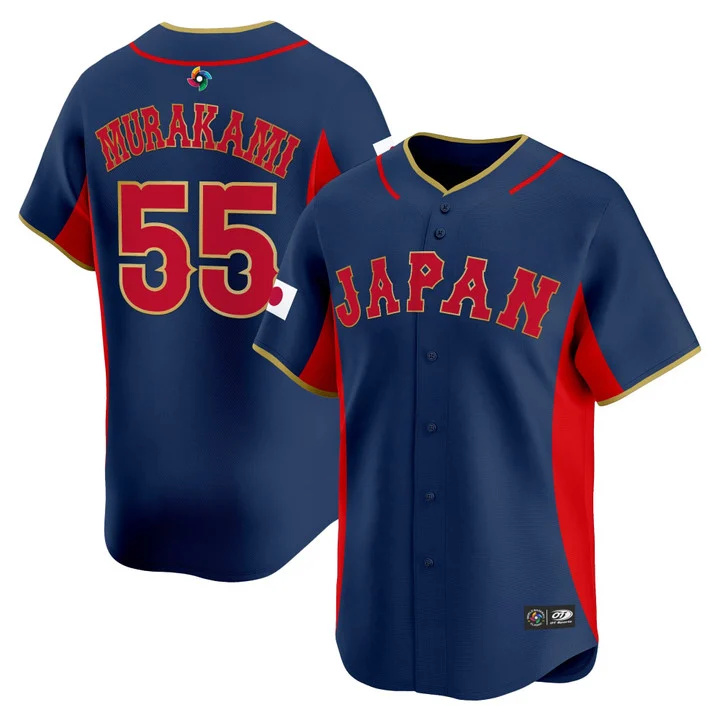 MEN'S TEAM JAPAN WORLD BASEBALL CLASSIC VAPOR PREMIER JERSEY 2026 ROSTER NAVY#55 MUNETAKA MURAKAMI