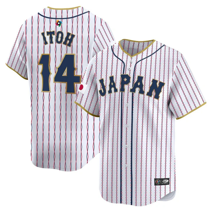 MEN'S TEAM JAPAN WORLD BASEBALL CLASSIC VAPOR PREMIER JERSEY 2026 ROSTER WHITE#14 HIROMI ITOH