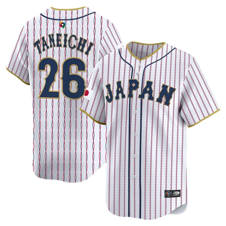 MEN'S TEAM JAPAN WORLD BASEBALL CLASSIC VAPOR PREMIER JERSEY 2026 ROSTER WHITE#26 ATSUKI TANEICHI