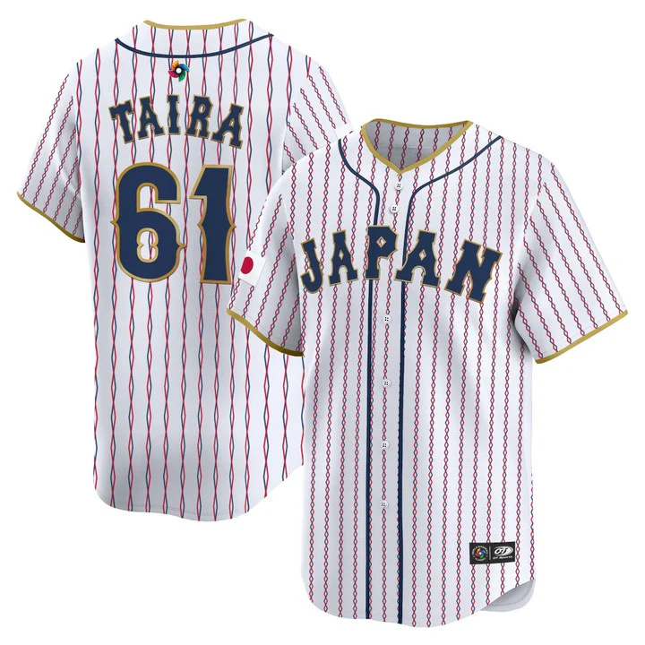 MEN'S TEAM JAPAN WORLD BASEBALL CLASSIC VAPOR PREMIER JERSEY 2026 ROSTER WHITE#61 KAIMA TAIRA