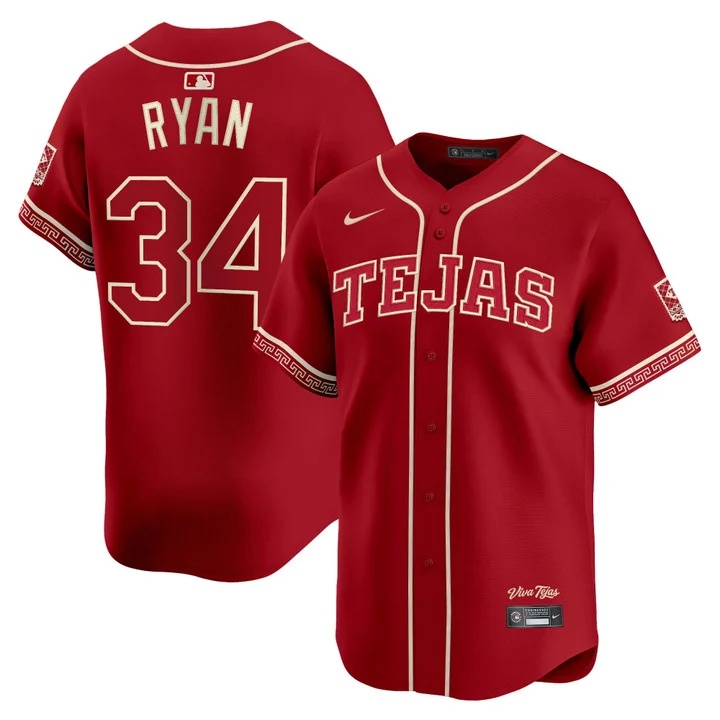 MEN'S TEXAS RANGERS 2026 CITY CONNECT VAPOR PREMIER LIMITED JERSEY RED#34 NOLAN RYAN