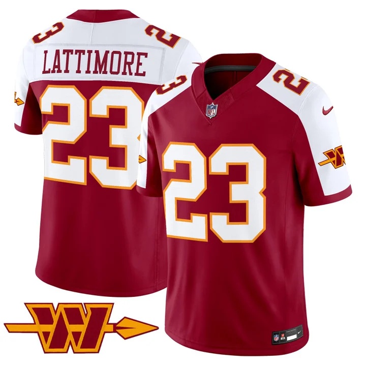 MEN'S WASHINGTON COMMANDERS THROWBACK VAPOR LIMITED JERSEY BURGUNDY ALTERNATE#23 MARSHON LATTIMORE