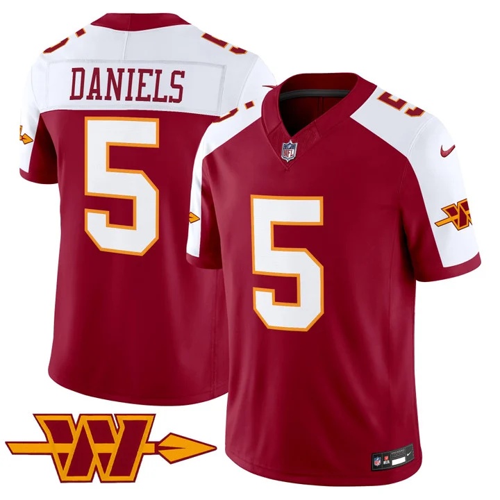 MEN'S WASHINGTON COMMANDERS THROWBACK VAPOR LIMITED JERSEY BURGUNDY ALTERNATE#5 JAYDEN DANIELS