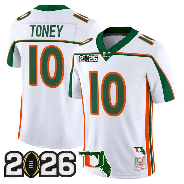 MIAMI HURRICANES THROWBACK VAPOR LIMITED JERSEY 2026 CFP FINAL & FLORIDA PATCH#10  MALACHI TONEY