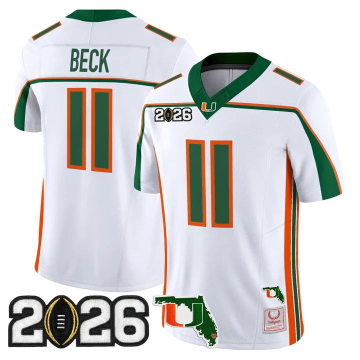 MIAMI HURRICANES THROWBACK VAPOR LIMITED JERSEY 2026 CFP FINAL & FLORIDA PATCH#11 CARSON BECK