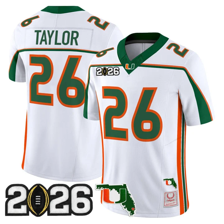 MIAMI HURRICANES THROWBACK VAPOR LIMITED JERSEY 2026 CFP FINAL & FLORIDA PATCH#26 SEAN TAYLOR