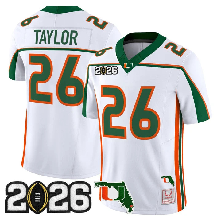 MIAMI HURRICANES THROWBACK VAPOR LIMITED JERSEY 2026 CFP FINAL & FLORIDA PATCH#26 SEAN TAYLOR