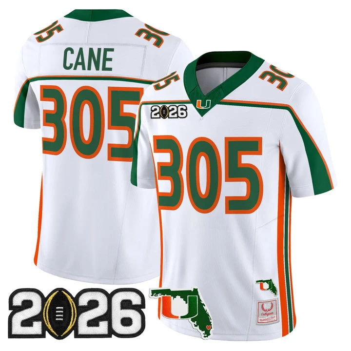 MIAMI HURRICANES THROWBACK VAPOR LIMITED JERSEY 2026 CFP FINAL & FLORIDA PATCH#305 CANE