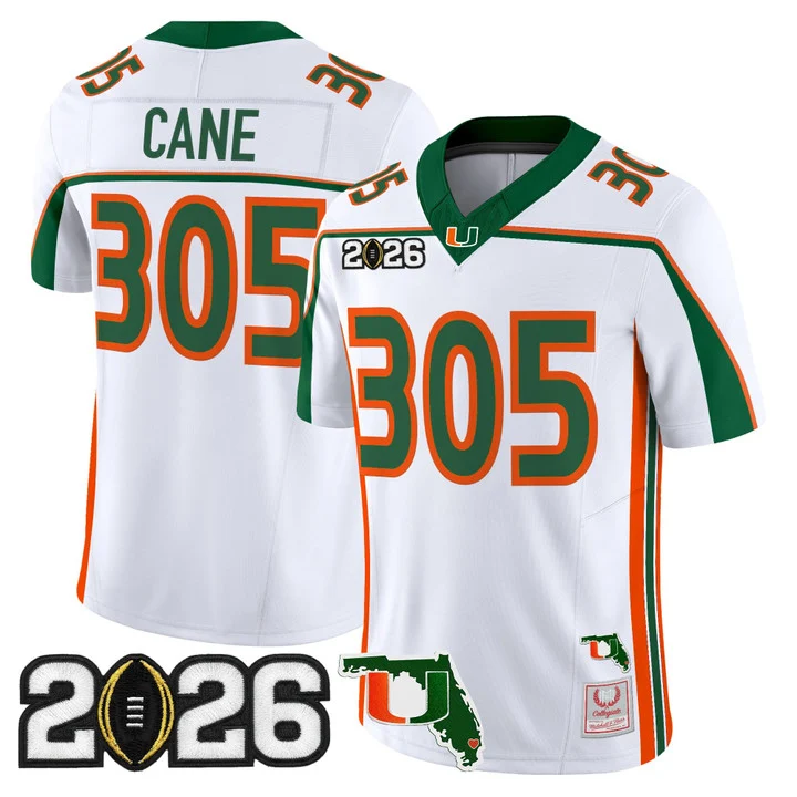 MIAMI HURRICANES THROWBACK VAPOR LIMITED JERSEY 2026 CFP FINAL & FLORIDA PATCH#305 CANE