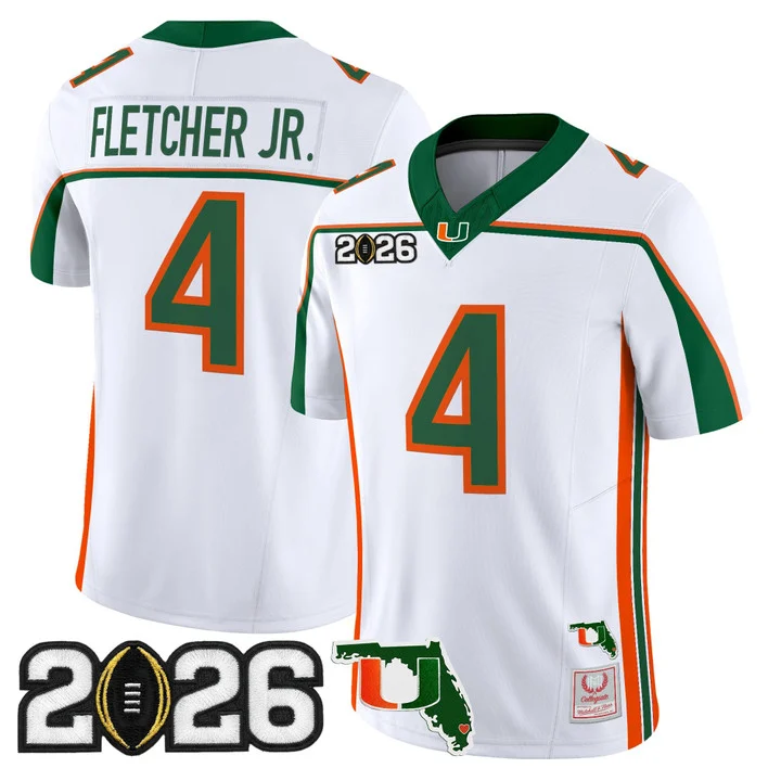 MIAMI HURRICANES THROWBACK VAPOR LIMITED JERSEY 2026 CFP FINAL & FLORIDA PATCH#4 MARK FLETCHER JR.