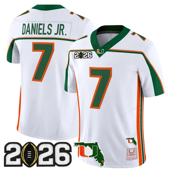 MIAMI HURRICANES THROWBACK VAPOR LIMITED JERSEY 2026 CFP FINAL & FLORIDA PATCH#7 CJ DANIELS