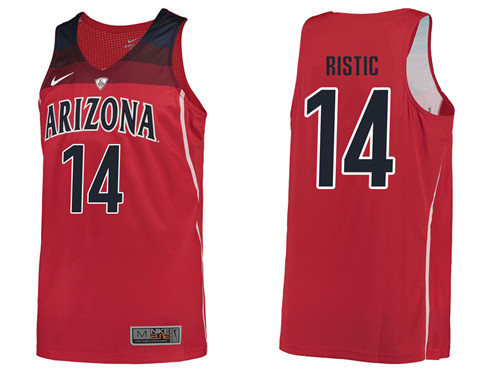 Male Arizona Wildcats Red Dusan Ristic College Basketball Jersey