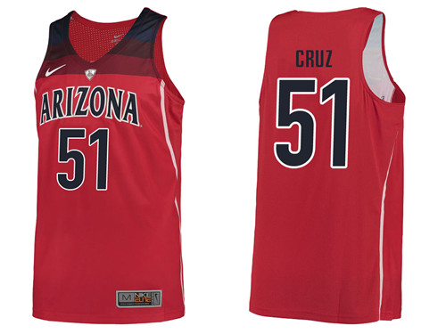 Male Arizona Wildcats Red Paulo Cruz College Basketball Jersey