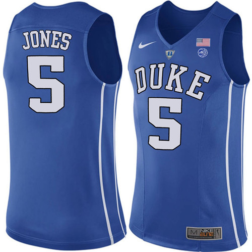 Male Duke Blue Devils Royal Tyus Jones College Basketball Performance Jersey