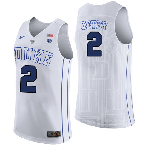 Male Duke Blue Devils White Chase Jeter College Basketball Performance Jersey