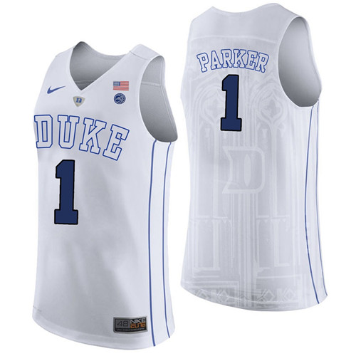 Male Duke Blue Devils White Jabari Parker College Basketball Performance Jersey