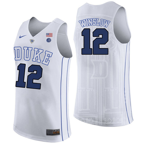 Male Duke Blue Devils White Justise Winslow College Basketball Performance Jersey