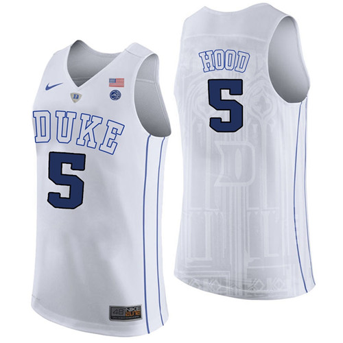 Male Duke Blue Devils White Rodney Hood College Basketball Performance Jersey