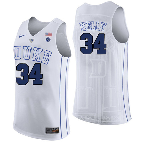 Male Duke Blue Devils White Ryan Kelly College Basketball Performance Jersey