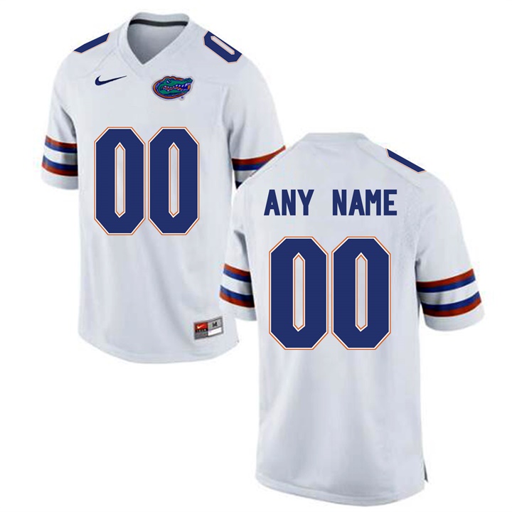 Male Florida Gators White Custom Jerseys