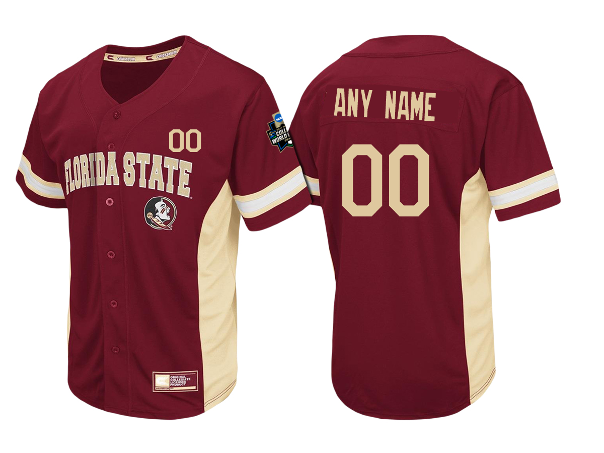 Male Florida State Seminoles Cardinal Custom Baseball Jersey