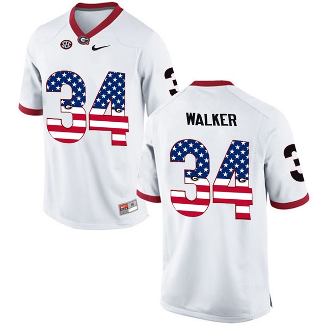 Male Georgia Bulldogs Herchel Walker White 2017 US Flag Jersey