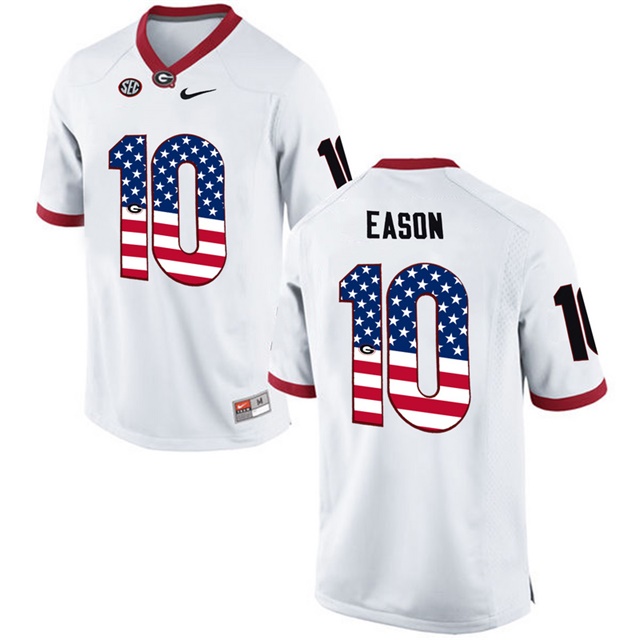 Male Georgia Bulldogs Jacob Eason White 2017 US Flag Jersey